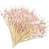 Patelai 120 Counts Cocktail Picks 4.7 Inch Fancy Toothpicks for Appetizers Faux Pearl Long Wooden Decorative Sticks Charcuterie Cocktail Food Drink Fruit Skewer Toothpick for Wedding Party(Rose Gold)