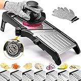 Mandoline Food Slicer for kitchen, Adjustable Stainless Steel Mandoline Vegetable slicer, Food slicer Onion Potato Chip French Fry 7 in-1 vegetable slicer