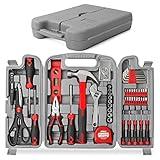 Hi-Spec 54pc Red Home DIY Tool Kit for The Household, Office & Garage. Complete Basic House Tool Box Set