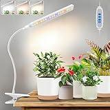 Kullinss Grow Lights for Indoor Plants with Clip, 10W 57 LEDs White Plant Lights for Indoor Growing with 6/12/16H Timer, 3 Color Modes, Full Spectrum Sunlike Plant Growing Lamp for Bonsai, Herbs