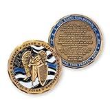 Police Challenge Coins - St Michael Coin with Prayer of Protection - Thin Blue Line Coin for Law Enforcement - Gold Color Plated Prayer Coin, 2” Christian Challenge Coin As Gifts for Men & Women