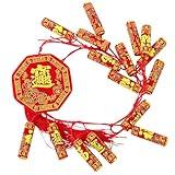 Zerodeko Electronic Firecrackers, Chinese Simulation LED Firecrackers Hanging Spring Festival Supplies, Firecrackers for Diwali for Family Traditional Spring Festival New Year Decoration, Red