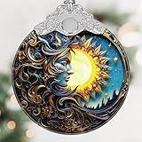 Sun Moon Christmas Ornament, Stained Glass Hanging Ornament, Christmas Tree Ornaments, Christmas Decoration, Holiday Ornament, Sun and Moon Home Decor, Gift Exchange, Gift Idea - Sun and Moon Together