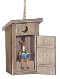 Outhouse with Deer Inside Resin Hanging Christmas Ornament - Size 3.5 in.