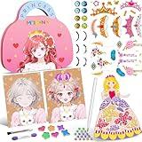 Art Craft Activity for Kids, Paper Craft Kits - Paper Makeup DIY Girls Toy Kit with Diamond Painting & Princess Dress Up Set, Ideal Birthday Halloween Party Gift for Girls Ages 4 5 6 7 8 9+ Year Old