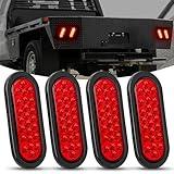 Nilight 6Inch Oval Trailer Tail Light 4PCS Red 24LED Stop Brake Turn Marker Light w/Flush Mount Grommets Plugs IP67 Waterproof for 12V Truck ATV UTV Trailer Bus RV Camper