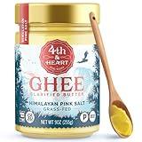 4th & Heart Himalayan Pink Salt Grass-Fed Ghee, Clarified Butter, Keto Pasture Raised, Non-GMO, Lactose and Casein Free, Certified Paleo (9 Ounces)