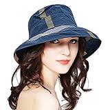 DOCILA Women Fashion Checkered Waterproof Bucket Hats Adult Large Brim Spring Summer Sun Shade Cap Rollable Holiday Farming Fisherman Hat Outdoor Light Rain Prevent Hat Navy Blue