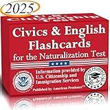 Civics and English flashcards to study for the US citizenship test with all 100 USCIS illustrated questions and answers for American civics and English proficiency exams