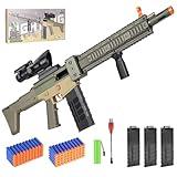 Realistic Sniper Rifle Toy Guns for Nerf Guns Bullets, Electric Foam Blaster Toy Set with Scope, 100 Soft Darts and 3 Magazines, Kids Semi Automatic Machine Toy Gun for Boys 8-12 Old