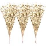 Vitalili 18 Pack Artificial Glitter Berry Stem Ornaments 15.7in Decorative Christmas Picks Glittery Bead Sticks Branches for Christmas Tree Decor DIY Wreath Crafts Home Decor (Golden)