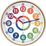 Oyster&Pop Learning Clock for Kids - Silent Telling The Time Teaching Clocks - Non-Ticking Kids Clocks for Bedrooms - Classroom Clocks for Teaching Time - Children Learn to Tell Time Easily