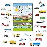 Magnetic Portable Playboard Cars Planes Boats Airport Country Farm Vehicles (39 Pcs)