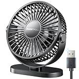 SWEETFULL USB Desk Fan Small Quiet - 3 Speeds Mini Personal Portable Fan 360° Rotation Adjustable, 5.5 Inch Office Table Cooling Gadgets on Desktop (Black)