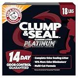 ARM & HAMMER Clump & Seal Platinum Clumping Cat Litter Odor Control, Multi-Cat, 14-Day Odor Control, Online Exclusive Formula, 18 Lbs