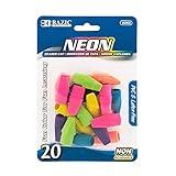 BAZIC Eraser Top, Latex Free Pencil Tops Erasers (20/Pack), Neon Color Arrowhead Caps Erasers for Kids Student Art Drawing School Supplies, 1-Pack