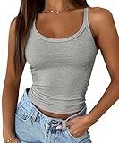 ATHMILE Racerback Tank Tops for Women Sleeveless Crop Scoop Neck Form Fitting Ribbed Knit Basic Summer Cami Shirts