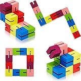 Wooden Toy Twist Block Cubes Puzzle Sensory Toys for Teens Party Favors for Boys and Girls (6 Pieces)