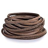 TeeLiy 3mm Flat Genuine Leather Strip Cord Lace Full Grain Cowhide Leather Laces Lacing Braiding String (Bark_3MM_5Yards)