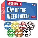 MESS Days of The Week Stickers - Day Dots Food Labels (3/4" 7000/Box) Labels for Food Containers - Restaurant Supplies, Food Date Labels - Date Dots - Expiration Date Stickers - Day Dot Stickers