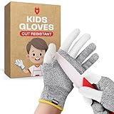 NoCry Kids Cut Resistant Gloves with 3 Reinforced Fingers - 100% Food Grade Kids Cooking Gloves with Level 5 Protection - Lightweight, Ambidextrous and Machine Washable Knife Gloves
