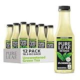 Pure Leaf Iced Tea, Unsweetened Green Tea, 18.5 fl Oz Bottles (Pack of 12)