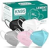 LEMENT KN95 Face Masks,100 Pack Breathable Cup Dust Disposable Masks For Adults,5 color
