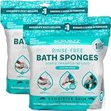 Scrubzz Disposable No Rinse Bathing Wipes for Sensitive Skin - All-in-1 Single Use Shower Wipes, Simply Dampen, Lather, and Dry Without Shampoo or Rinsing (Sensitive Skin, 2-Pack)