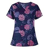 NBXNZWF Pet Grooming Workwear Dog Scrub Top for Women - Animal Print Scrubs Working Uniform L
