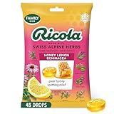 Ricola Honey Lemon with Echinacea Cough Drops, 45 Count, Delicious Throat Relief & Care, Oral Anesthetic, Naturally Flavored
