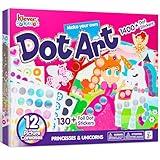 Klever Kits Dot Art Kit for Kids, No Mess Sticker for Toddlers 3-7, Craft Kits, DIY Creative Activity, Travel Toy, Birthday for Boys Girls (Unicorns & Princess)