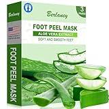 Berlaney Aloe Vera Foot Peeling Mask, Baby Feet Exfoliating Peel for Dead Skin Removal& Moisturizing Care, Dry Cracked Heels Relief, Softening Rough Feet Spa Socks, 3 Pairs Pack(Unisex)