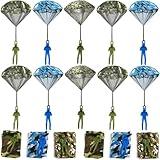 ROYHOO 15PCS Army Camo Parachute Toys for Kids Hand Throwing Outdoor Games, Army Men Action Figures Tangle Free Throwing Parachute Outside Toys Gifts for Kid Ages 3-16