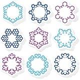 JarThenaAMCS 27Pcs Snowflake Christmas Sticky Notes Blue-Purple Snowflake Shaped Self Adhesive Notepad Memo Pad Removable for Winter Xmas Home Office Supplies, 9 Styles