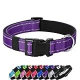 PenSeepet Reflective Dog Collar Padded with Soft Neoprene Breathable Quick Release Basic Dog Collars for Large Dogs Purple Girl