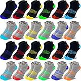 Tsmollyu Boy Socks 24 Pairs Half Cushioned Low Cut Sock Ankle Athletic Cotton Sock For Little Big Kids Age 3-10(3-5 Years)