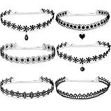 Etcianit 6pcs Costume Choker Necklace Women Black Lace Goth Vampire Accessories for Gothic Clothes (Black)