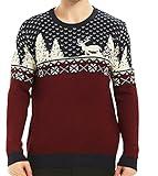 V28 Men's Christmas Reindeer Snowman Penguin Santa and Snowflake Sweater (Medium, ReindeerFS)