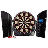 Franklin Sports Electronic Dart Board Set - Soft Tip Electric Dartboard with Digital Scoreboard + Cabinet - Adults + Family Set - (6) Darts Included - FS3000, Black