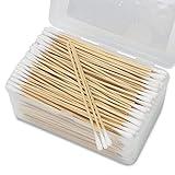 500PCS 6" Cotton Swabs in Storage Box - Long Cotton Swab with Wooden Sticks - Lint Free, Highly Absorbent Single Tipped Applicators for Makeup, Pet Care, Home Cleaning