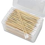 500PCS 6" Cotton Swabs in Storage Box - Long Cotton Swab with Bamboo Handle - Lint Free Cotton Swabs with Wooden Sticks - Highly Absorbent Cotton Tipped Applicators for Makeup, Gun Cleaning, Pet Care