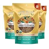 Lark Ellen Farm Vanilla Cinnamon Grain Free Granola Organic, Raw Sprouted Certified Organic Low Sugar Vegan Granola Clusters, Paleo Granola, Crunchy Gluten Free Granola Bites for Cereal or Yogurt 8 oz, 6 Pack