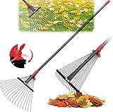 TAILERNRUYE 76 Inch Rake for Leaves, Adjustable 18 Metal Tines with Expandable Head Garden Rakes for Lawns Heavy Duty Metal Rake for Leaves Yard Gardening Grass Outdoor Debris