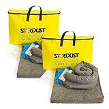 Stardust Spill Products Universal Spill Kit OSHA Approved Quick Response 2-Pack: Yellow Duffle, (15) Universal Sorbent Spill Pads, (2) 3"x4' Universal Sorbent Socks (4) Disposal Bags & Gloves Nitrile