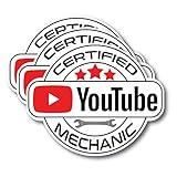 (3 Pack) Certified YouTube Mechanic Sticker - Funny You-Tube Mechanic Decal for Expert Mechanic - 5.5" - Automotive Industry - Office Gag Gift - Jokes for Friend - Made in USA - BMCS060