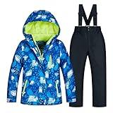 GS SNOWING Boy's Ski Jackets and Pants Set Insulated Waterproof Windproof Snowsuit Winter Warm Hooded Coat #03Black 8