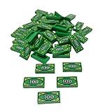 50 Pcs Tiles 1x2 with 100 Dollar Bill Money Print Green, Bulk Tile Money Accessories for Building, Compatible with Lego Parts and Pieces, Great Toy for Kids (50 PCS)
