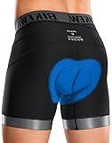 Bikewa Men's Cycling Underwear with Anti-Slip Leg Grips 4D Padded Bike Shorts MTB Liner for Bicycle Biking Riding(Black,L)
