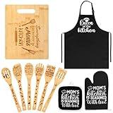 Gifts for Mom Christmas Gifts for Mom, Christmas Kitchen Gifts for Mom Birthday Gifts with Cutting Board Wooden Spoons Aprons Oven Mitts Pot Holder for Cooking