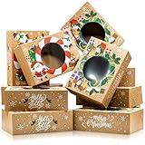 Christmas Cookie Boxes for Gift Giving - 12 Cookie Box Pack Kraft - Christmas Cookie Tins for Gift Giving, Christmas Treat Boxes, Holiday Cookie Boxes - Christmas Cookie Containers Tins With Lids